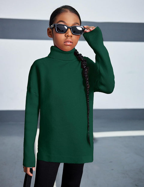 Arshiner Girls Sweaters Turtleneck Kids Tunic Long Sleeve Knit Tops