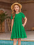 Arshiner Girls Short Sleeve Ruffle Hem A-Line Casual Skater Party Dress with Pockets 6-12 Years