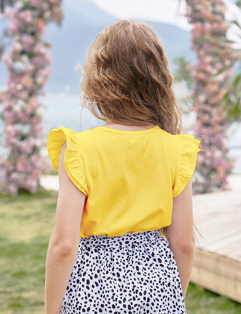 Arshiner Little Girls Plain Flutter T Shirts Ruffle Sleeve Tank Tops