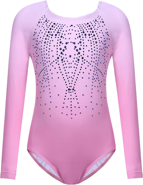 Arshiner Kid Girls Long Sleeve Color Gradient Gymnastics Leotard