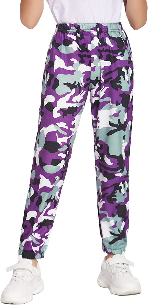 Arshiner Kids Girls Tie Dye Joggers Comfort Loose Sweatpants High Waist Trouser