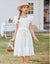 Arshiner Girls Summer Dresses Ruffle Sleeve Swiss Dots Flared Tiered Casual Dress with Belt