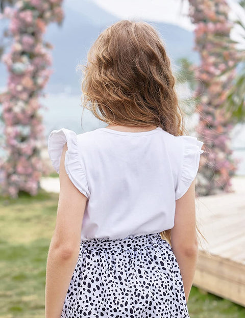 Arshiner Little Girls Plain Flutter T Shirts Ruffle Sleeve Tank Tops