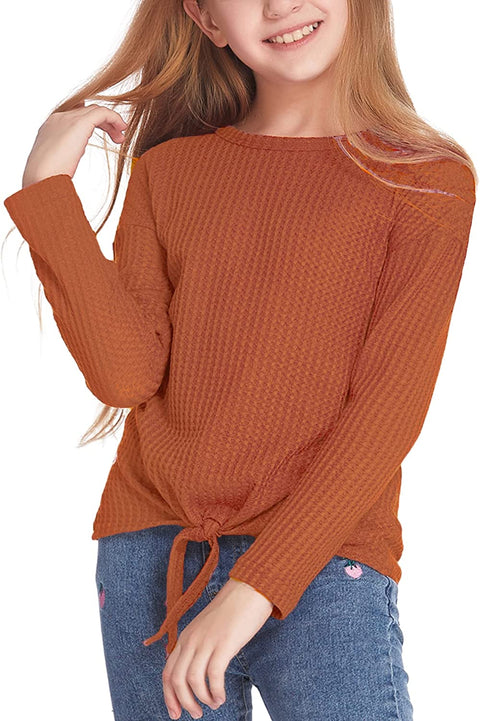 Arshiner Girls Knit Tops Colorblock Shirts Long Sleeve Sweaters