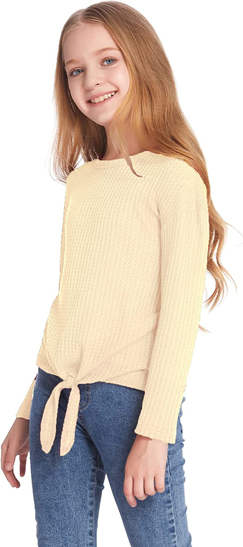 Arshiner Girls Knit Tops Colorblock Shirts Long Sleeve Sweaters