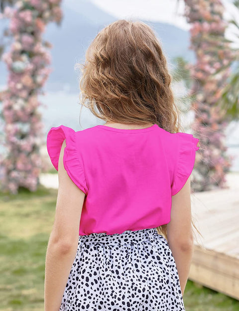 Arshiner Little Girls Plain Flutter T Shirts Ruffle Sleeve Tank Tops