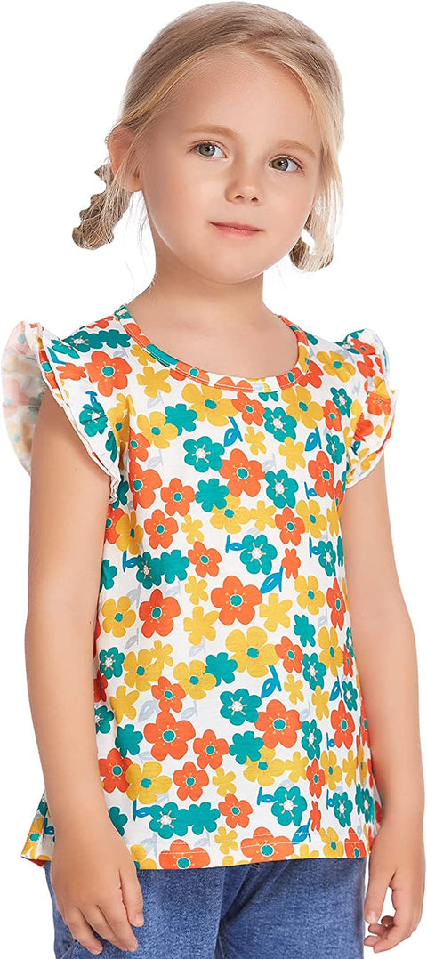 Arshiner Little Girls Plain Flutter T Shirts Ruffle Sleeve Tank Tops