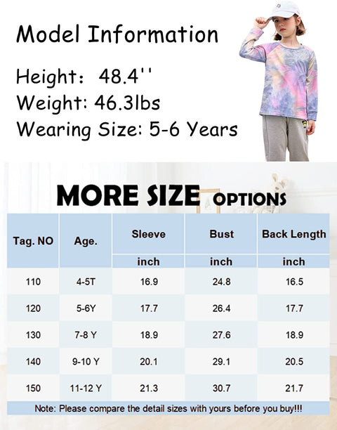 Arshiner Girls Casual Tie Dye Crewneck Long Sleeve Sweaters