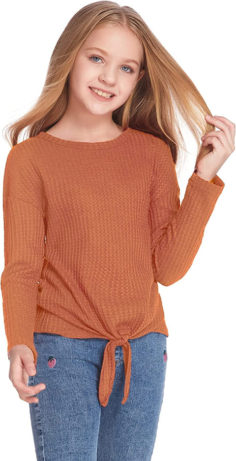 Arshiner Girls Knit Tops Colorblock Shirts Long Sleeve Sweaters