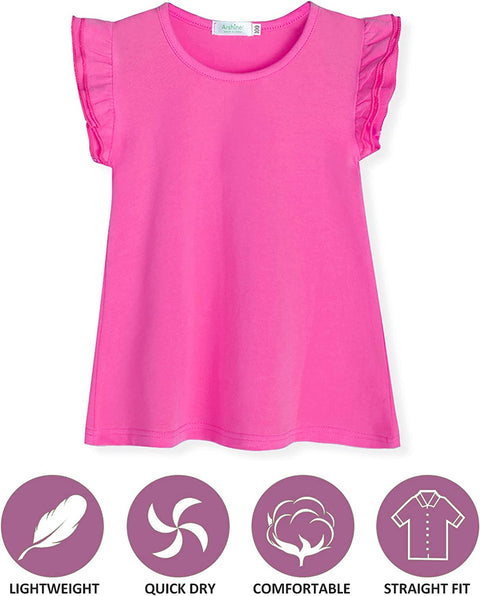 Arshiner Little Girls Plain Flutter T Shirts Ruffle Sleeve Tank Tops