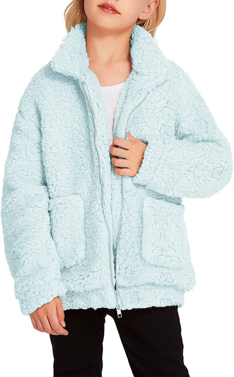 Arshiner Girls Full Zip Fleece Jacket Sherpa Outwear Coat