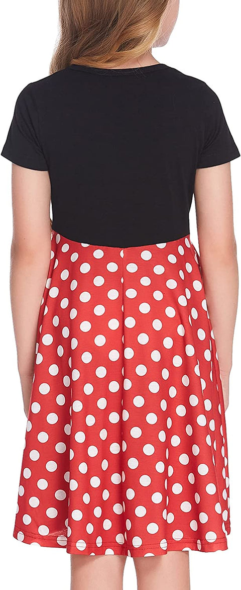 Arshiner Girls Floral Dress Short Sleeve Summer Dresses Skater Twirl Sundress for Girls 4-13 Years