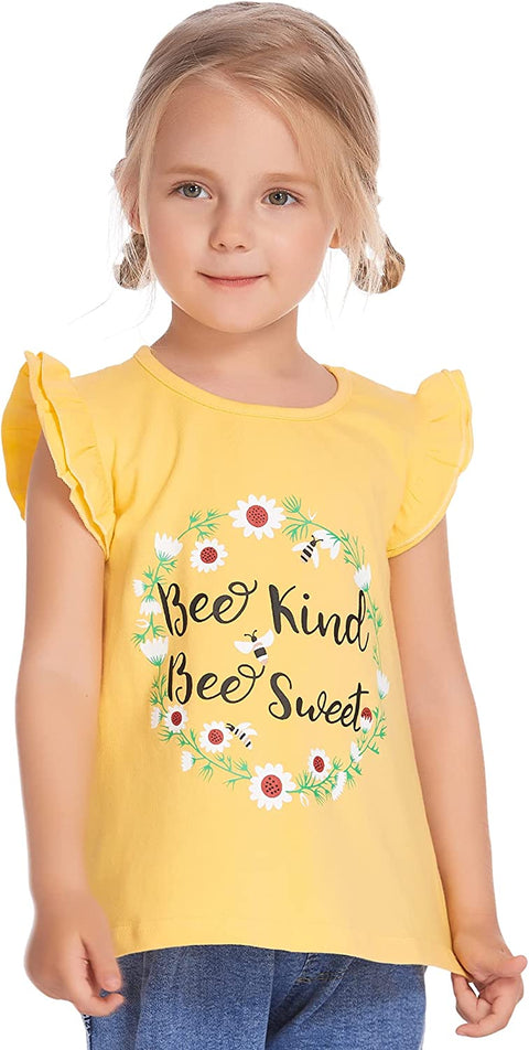 Arshiner Little Girls Plain Flutter T Shirts Ruffle Sleeve Tank Tops