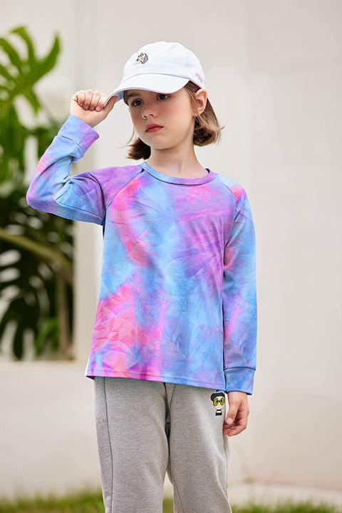 Arshiner Girls Casual Tie Dye Crewneck Long Sleeve Sweaters
