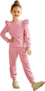 Arshiner 2 Piece Girls Outfits Clothes Velour Tracksuit Sweatsuit Ruffle Pullover Sweatshirt Sweatpants Clothing Sets