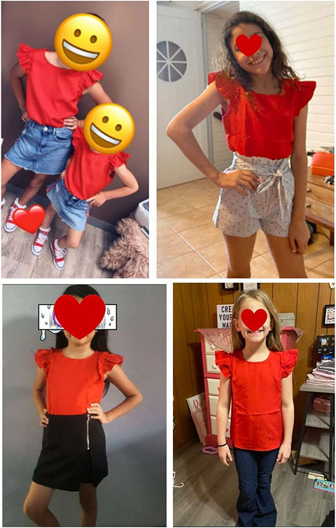 Arshiner Little Girls Plain Flutter T Shirts Ruffle Sleeve Tank Tops