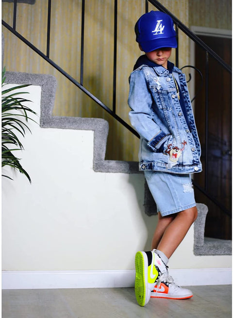 Arshiner Boys Ripped Denim Shorts Boys Straight Distressed Jeans Shorts Summer Casual Short with Pocket for Boys