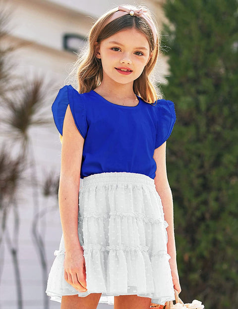 Arshiner Girls Basic Ruffle Sleeve Cute T-Shirt