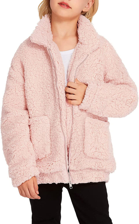 Arshiner Girls Full Zip Fleece Jacket Sherpa Outwear Coat