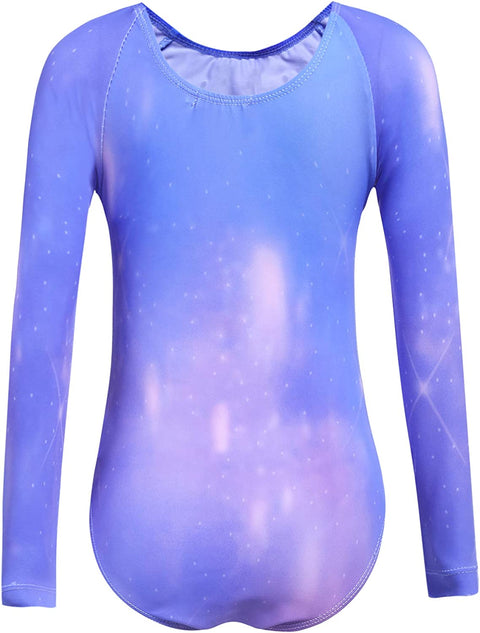 Arshiner Kid Girls Long Sleeve Color Gradient Gymnastics Leotard