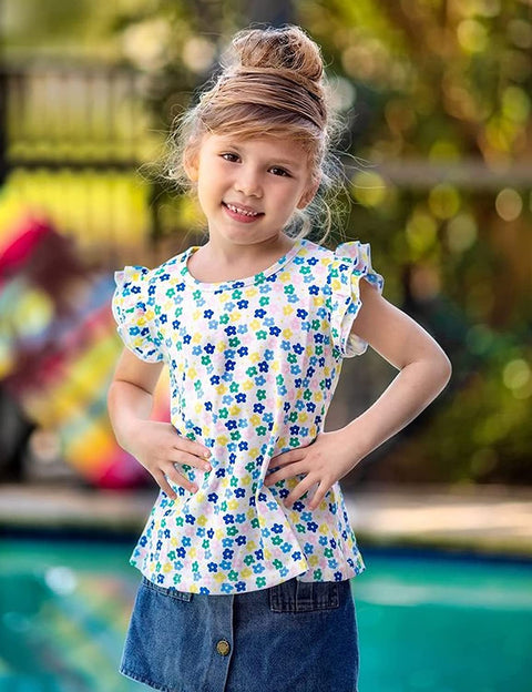 Arshiner Little Girls Plain Flutter T Shirts Ruffle Sleeve Tank Tops