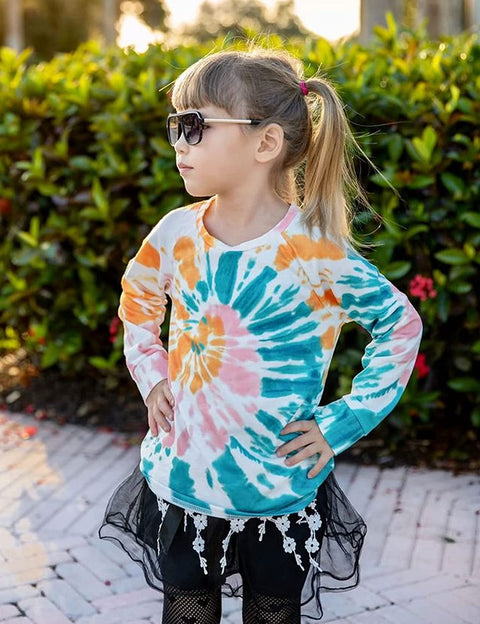 Arshiner Girls Casual Tie Dye Crewneck Long Sleeve Sweaters