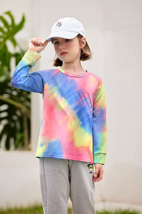 Arshiner Girls Casual Tie Dye Crewneck Long Sleeve Sweaters