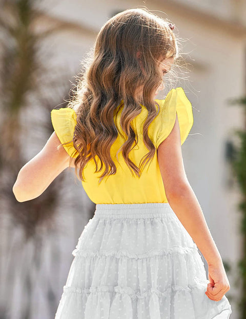Arshiner Girls Basic Ruffle Sleeve Cute T-Shirt