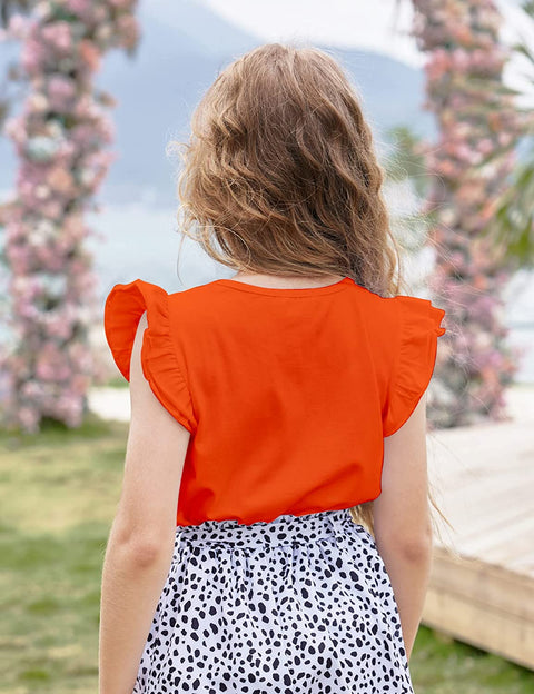 Arshiner Little Girls Plain Flutter T Shirts Ruffle Sleeve Tank Tops