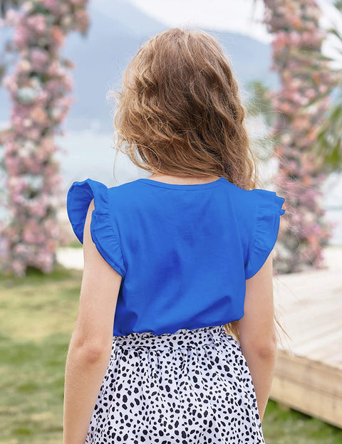 Arshiner Little Girls Plain Flutter T Shirts Ruffle Sleeve Tank Tops