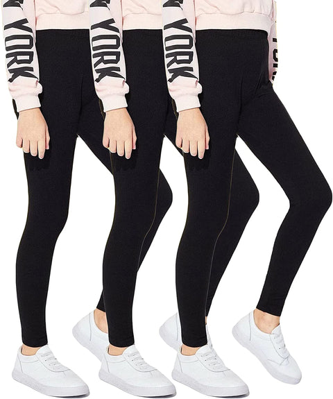 Arshiner Girl's Ankle Length Leggings 3-Pack Flower Stretch Pants