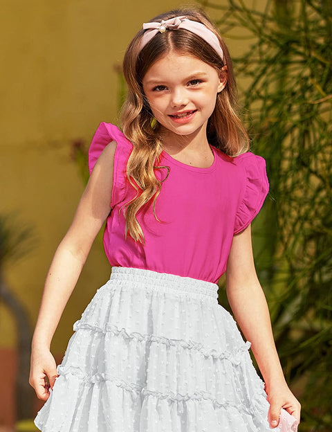 Arshiner Girls Basic Ruffle Sleeve Cute T-Shirt