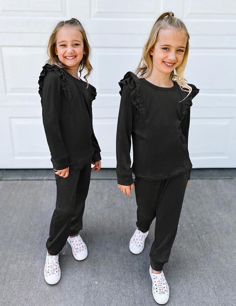 Arshiner 2 Piece Girls Outfits Sets Velour Tracksuit Sweatsuit