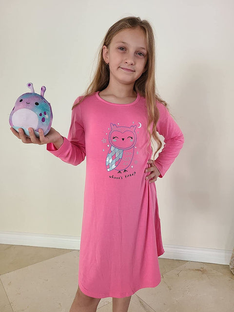 Arshiner Girls Nightgowns Long Sleeve Print Pajamas Nightdress