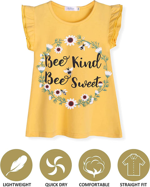 Arshiner Little Girls Plain Flutter T Shirts Ruffle Sleeve Tank Tops