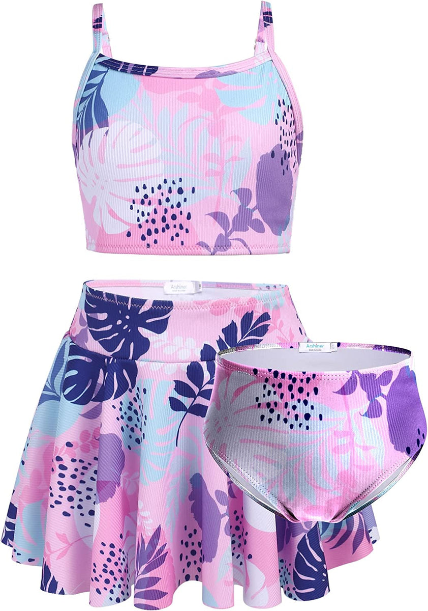 Arshiner Girls' 3Pcs Swimsuits Bikini Bathing Suit Beach Surf Floral T ...