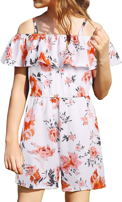 Arshiner Girls Kids Jumpsuit Off Shoulder Ruffle Romper Playsuit Summer Outfits Clothes Set