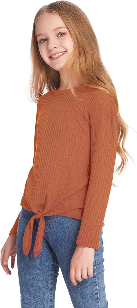 Arshiner Girls Knit Tops Colorblock Shirts Long Sleeve Sweaters