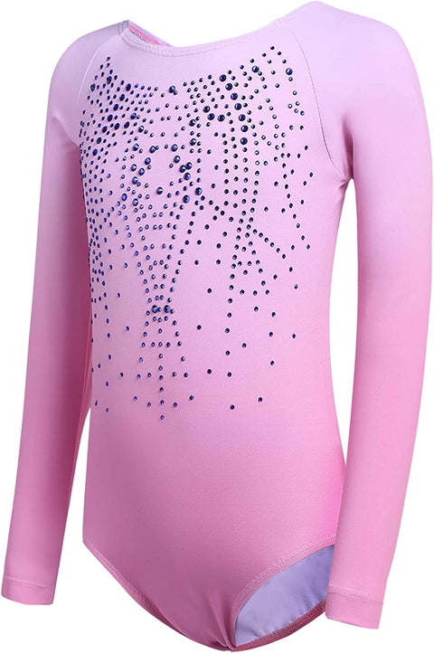 Arshiner Kid Girls Long Sleeve Color Gradient Gymnastics Leotard