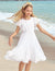 Arshiner Girls Girly Dress Swiss Dot Ruffle Short Sleeve Twirly Cute Dresses for 5-12 Years Old