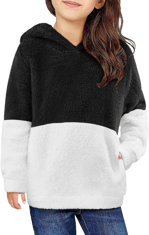 Arshiner Girls Fuzzy Fleece Hoodies Casual Sweatshirt Sherpa Pullover with Kangaroo Pockets 4-15 Years