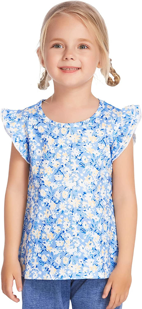 Arshiner Little Girls Plain Flutter T Shirts Ruffle Sleeve Tank Tops