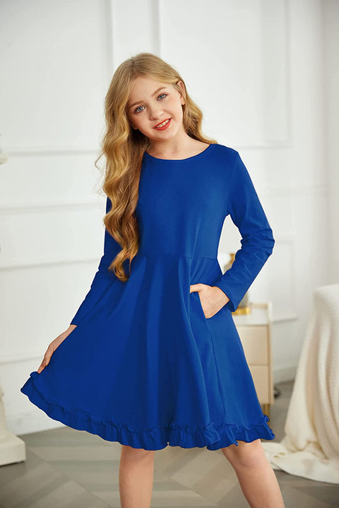 Arshiner Girls Dress Long Sleeve A Line Twirly Skater Dresses