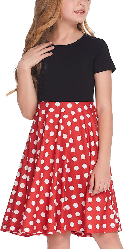 Arshiner Girls Floral Dress Short Sleeve Summer Dresses Skater Twirl Sundress for Girls 4-13 Years