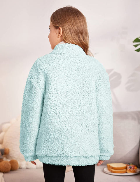 Arshiner Girls Full Zip Fleece Jacket Sherpa Outwear Coat