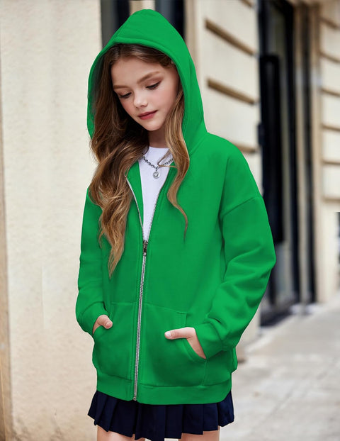 Arshiner Girls Zip Up Hoodies Teen Fleece Full-Zip Sweatshirts Jacket Casual Fall Hoodie with Pocket