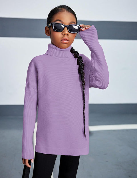 Arshiner Girls Sweaters Turtleneck Kids Tunic Long Sleeve Knit Tops