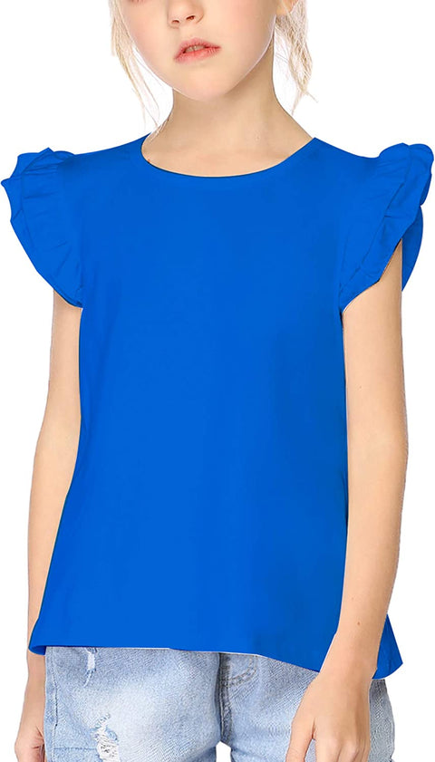 Arshiner Little Girls Plain Flutter T Shirts Ruffle Sleeve Tank Tops