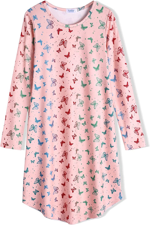 Arshiner Girls Nightgowns Long Sleeve Print Pajamas Nightdress