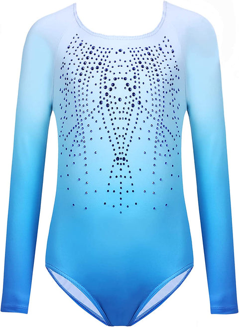 Arshiner Kid Girls Long Sleeve Color Gradient Gymnastics Leotard